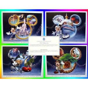 Vintage Limited Release Disney Theme Park 4 piece lithograph Set!!